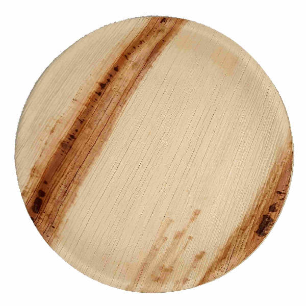 Dtocs Disposable Charcuterie Board - 12 Inch Round (25-50 Pcs) | USDA Certified Bio-based Palm Leaf Compostable Bamboo Platter Look Serving Tray