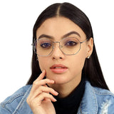 Silver Octagon Anti Blue Light Glasses for Women - Betty Silver Octagon Blue Light Glasses- TopFoxx - Model