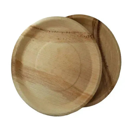 Dtocs Disposable Charcuterie Board - 13 Inch Round (10-25 Pcs) | USDA Certified Bio-based Palm Leaf Compostable Bamboo Platter Look Serving Tray