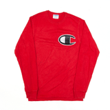 CHAMPION T-Shirt Red Long Sleeve Mens S