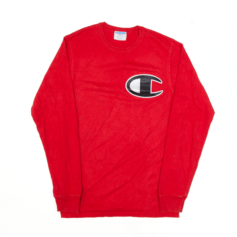 CHAMPION T-Shirt Red Long Sleeve Mens S