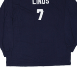 GILDAN Heavyweight Pre-Shrunk Football USA T-Shirt Blue Long Sleeve Mens XL
