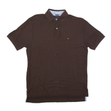 TOMMY HILFIGER Polo Shirt Brown Short Sleeve Mens S