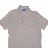 TOMMY HILFIGER Polo Shirt Grey Short Sleeve Mens S