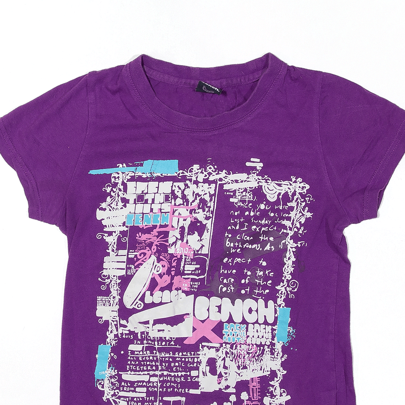 BENCH Back To The Roots T-Shirt Purple Short Sleeve Girls S