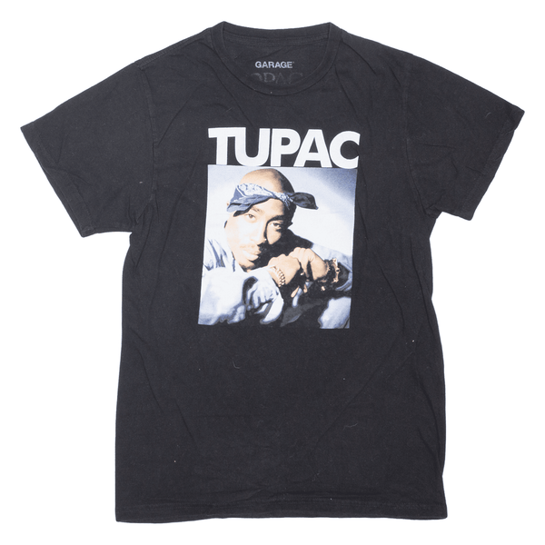GARAGE Tupac Shakur Band T-Shirt Black Short Sleeve Womens XS