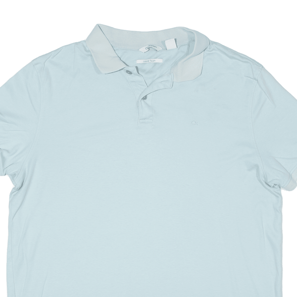 CALVIN KLEIN Liquid Touch Polo Shirt Blue Short Sleeve Mens M