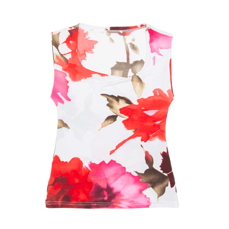 Y2K Top White Floral Sleeveless Womens S