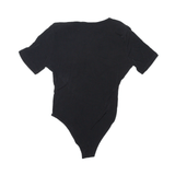 DEFI Y2K Bodysuit Diamante Top Black Floral Short Sleeve Womens S
