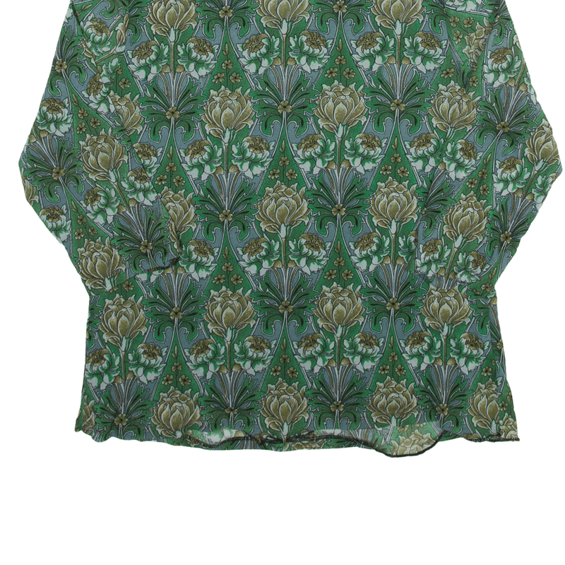 DONG SHII Y2K Mesh Top Green Floral 3/4 Sleeve Womens M