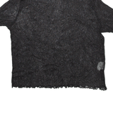Y2K Sparkle Mesh Cropped Top Black Short Sleeve Womens S