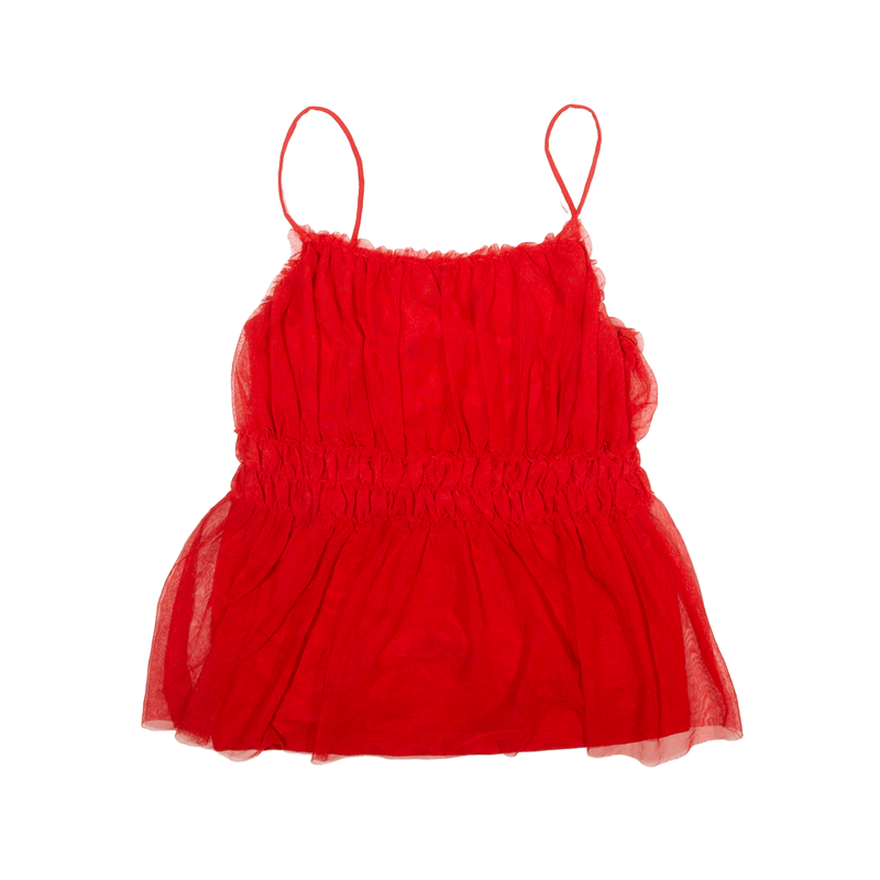 H&M Y2K Tulle Puff Top Red Sleeveless Womens S