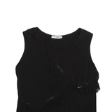 MISS YOU Y2K Frill Detail Top Black Sleeveless Womens L