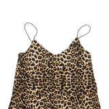 AMIS Y2K Leopard Print Cropped Top Brown V-Neck Sleeveless Womens XS