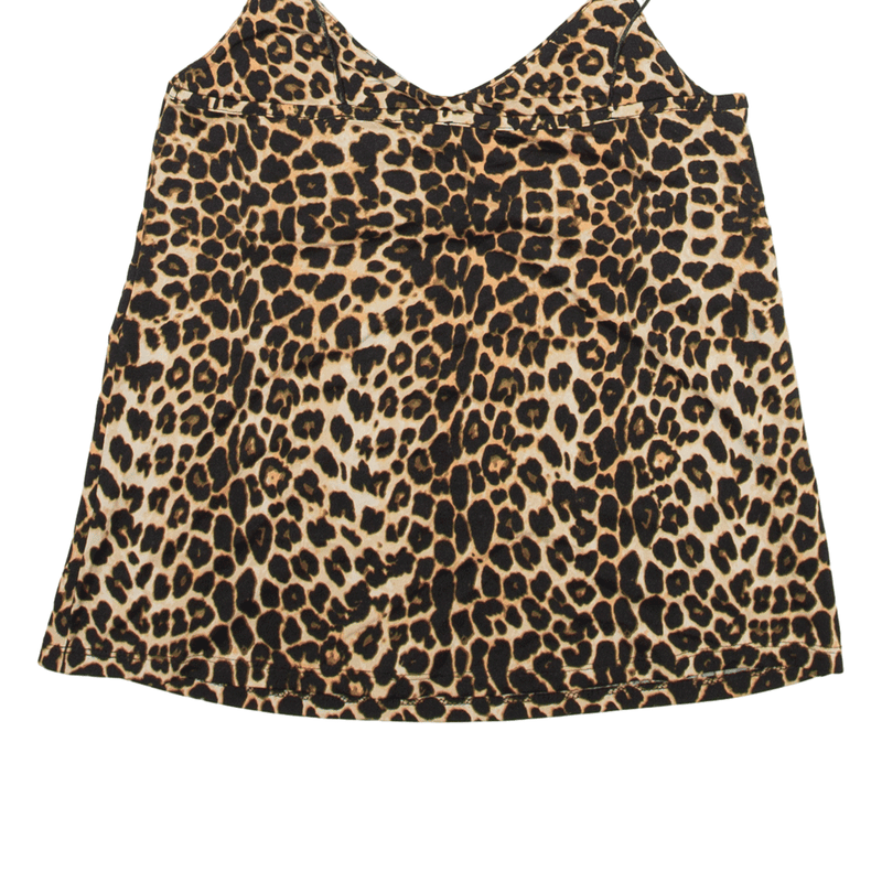 AMIS Y2K Leopard Print Cropped Top Brown V-Neck Sleeveless Womens XS