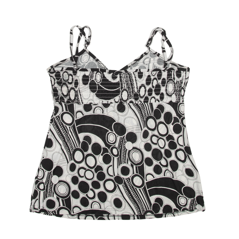 CHRIS LINE Y2K Abstract Top White V-Neck Sleeveless Womens XL