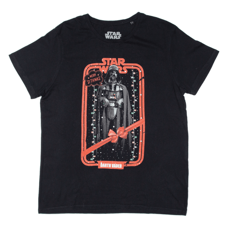 STAR WARS Darth Vader Christmas Mens T-Shirt Black Short Sleeve L