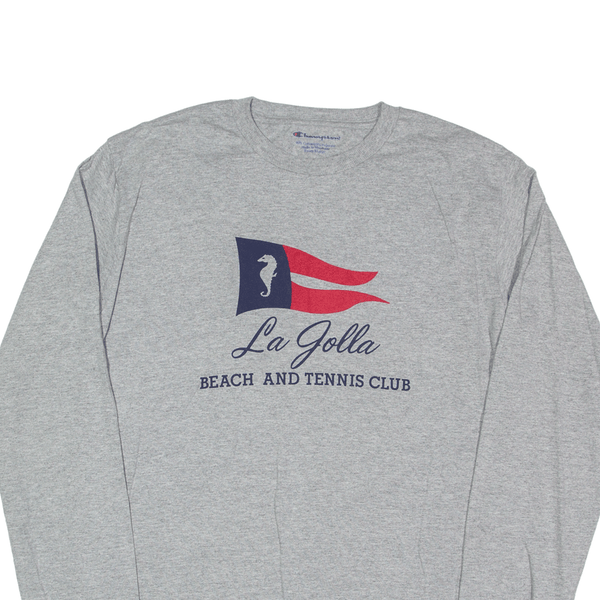 CHAMPION Beach And Tennis Club T-Shirt Grey Long Sleeve Boys XL