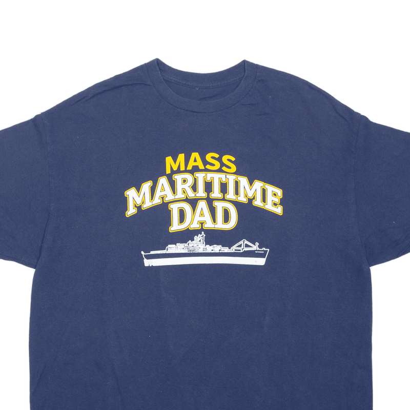 Massachusetts Maritime Dad USA T-Shirt Blue Short Sleeve Mens M