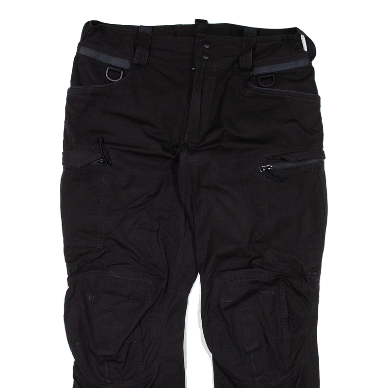 CLAW BEAR Cargo Double-knee Workwear Trousers Black Relaxed Straight Mens W36 L30