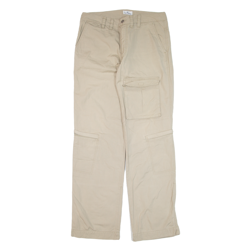 TOM TAILOR Cargo Trousers Beige Relaxed Straight Mens W32 L34