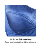 Silk & Organic Cotton Back Support Bra (Almond Peach & Pagent Blue)