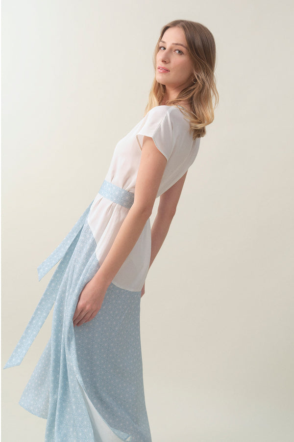 Cap-sleeve Maxi Dress - Sky Print