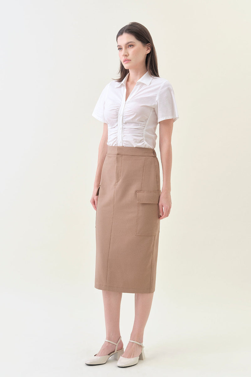 Cargo Midi Column Skirt - Latte