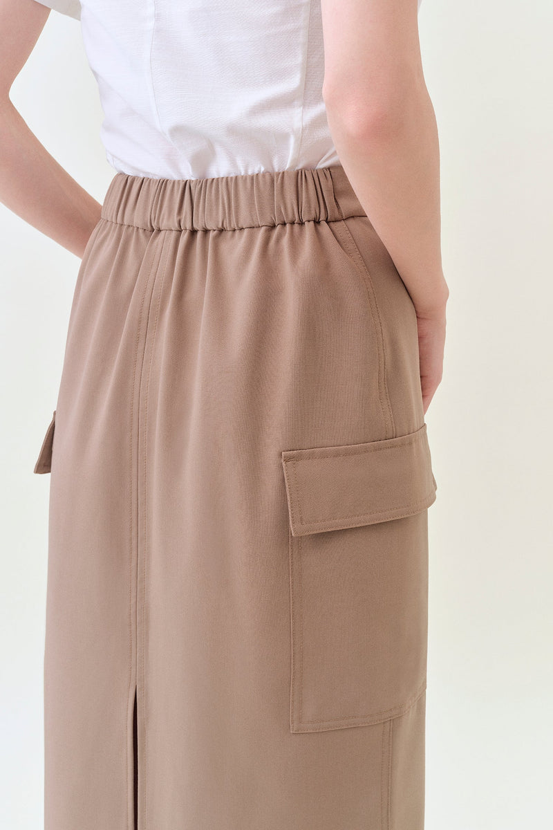 Cargo Midi Column Skirt - Latte