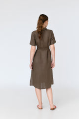 Charlotte - short sleeve linen midi shirt dress