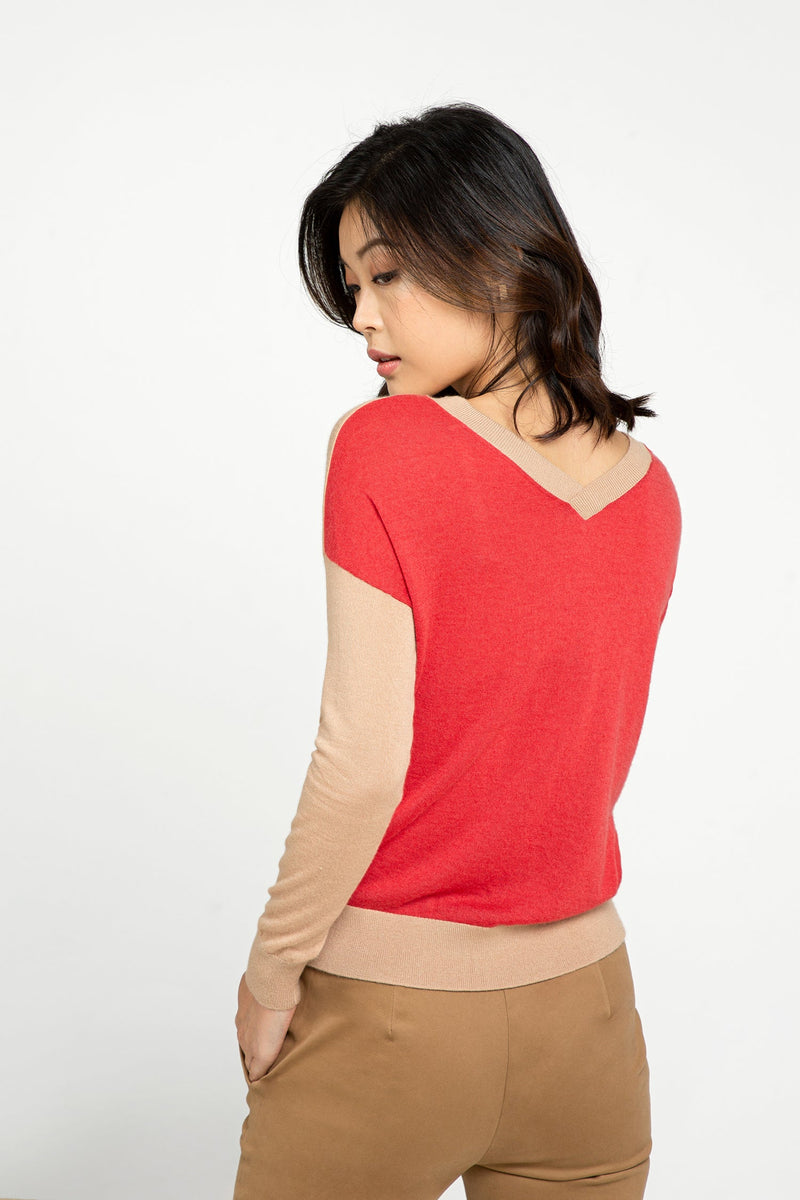 2-way Colorblock Sweater - Camel
