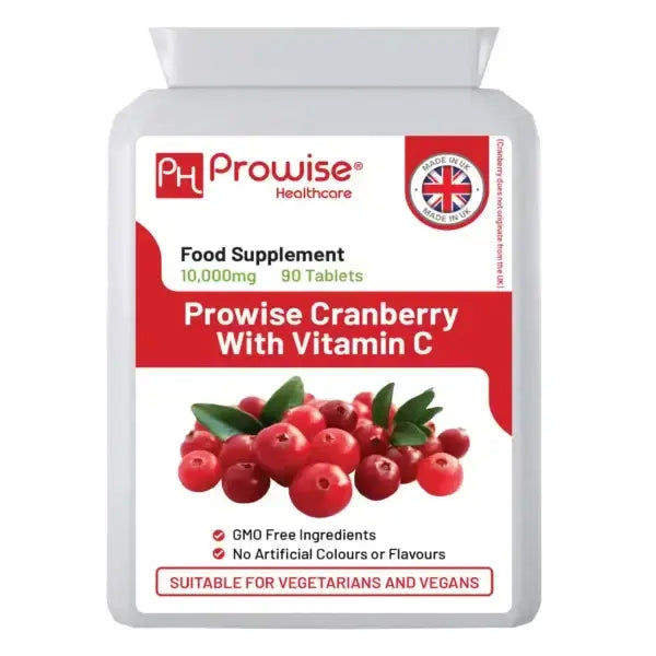 Cranberry With Vitamin C Double Strength 10,000mg 90 Tablets Suitable for Vegetarians & Vegans
