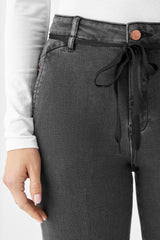 DEW Flared Cropped Soft Denim - French Pocket - Medium Grey
