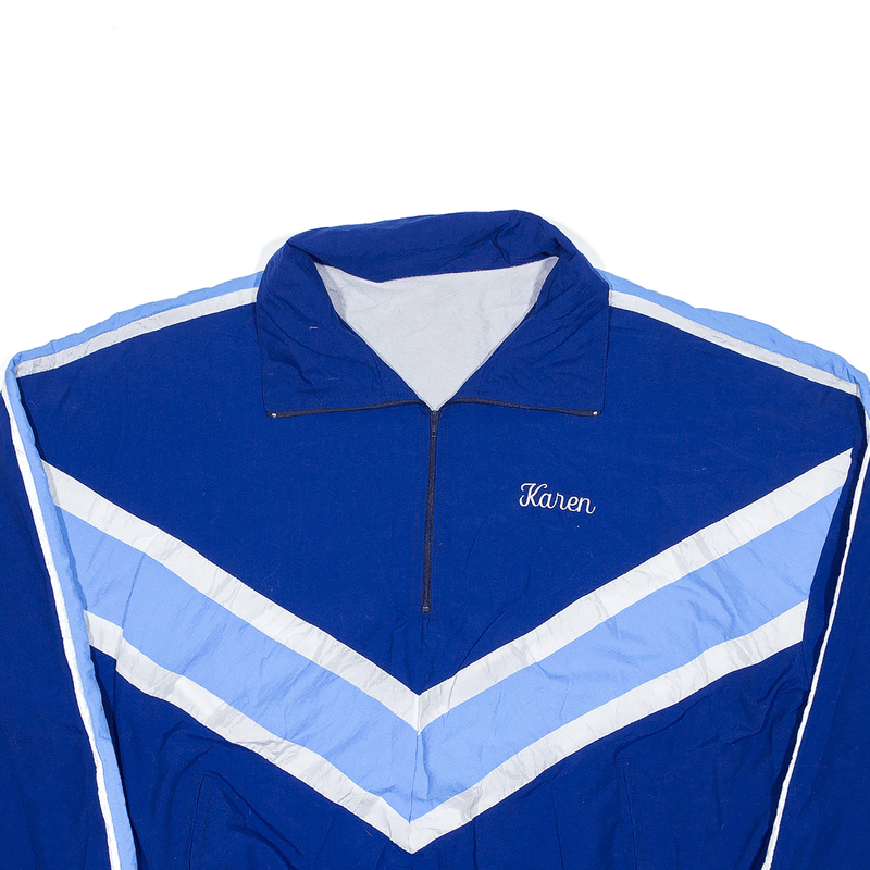Vintage 3/4 Zip Pull Over 'Karen' Jacket Blue 70s Colourblock Track Womens L