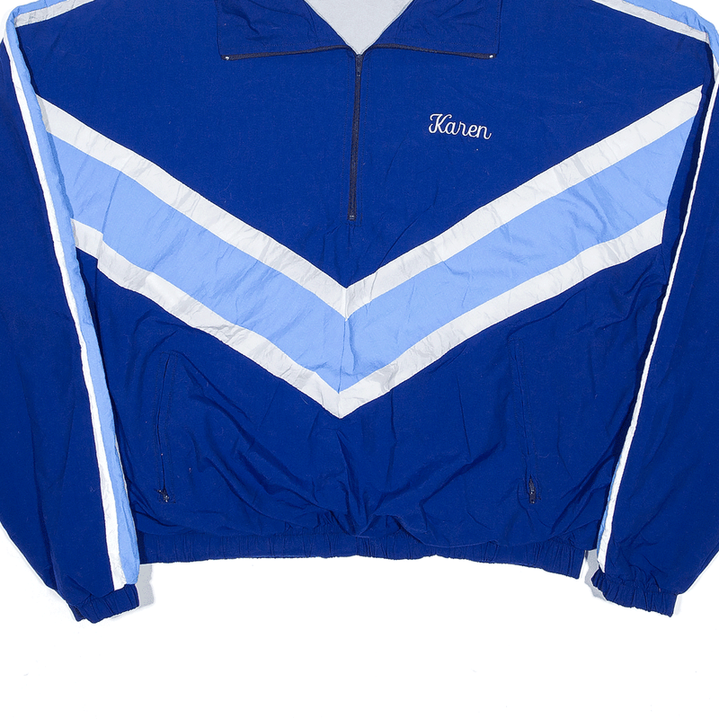 Vintage 3/4 Zip Pull Over 'Karen' Jacket Blue 70s Colourblock Track Womens L