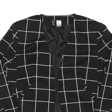 H&M DIVIDED Stretch Blazer Jacket Black Check Womens UK 16 – Cerqular
