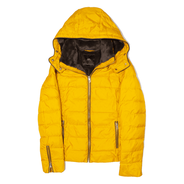 ZARA Basic Puffer Jacket Yellow Womens XS