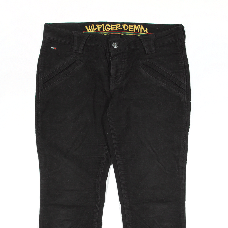 TOMMY HILFIGER Cropped Trousers Black Regular Straight Womens W29 L22