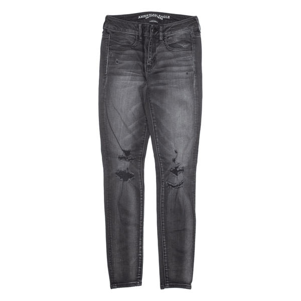 AMERICAN EAGLE Distressed Jeans Black Denim Slim Jegging Womens W26 L28