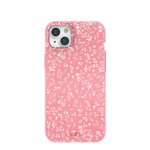 Bubblegum Pink Dreamy Meadow iPhone 15 Plus Case