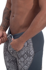 adjustable gray snake skin full-length men's compression tights