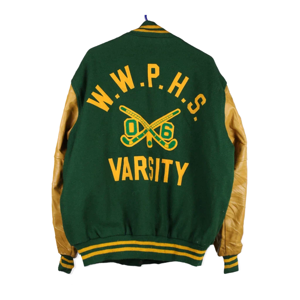 South NP "Laura" Hewit Mfg Varsity Jacket - Medium Green Wool Blend