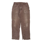 Heavily Worn Carhartt Carpenter Jeans - 35W 35L Brown Cotton