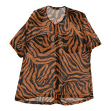 Donna Flor Animal Print Blouse - Small Brown Polyester - Thrifted.com