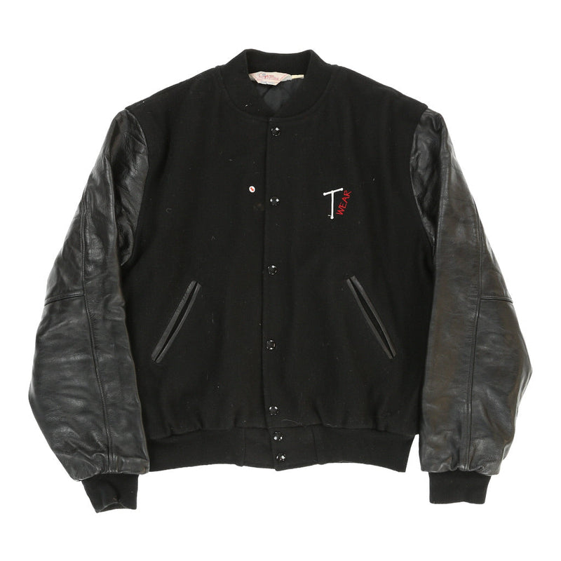 Vintage Gem Sportswear Varsity Jacket - Small Black Polyester - Thrifted.com