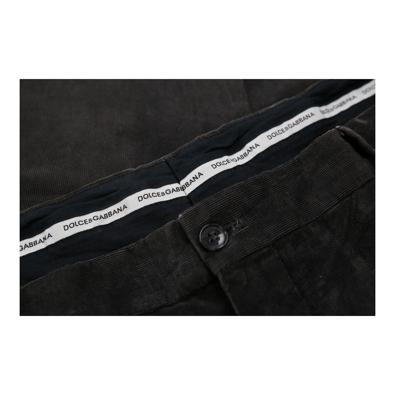 Dolce & Gabbana Slim Fit Cord Trousers - 37W 32L Black Cotton