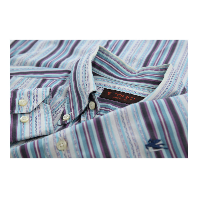 Etro Striped Shirt - Medium Blue Cotton
