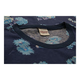 Benetton Floral T-Shirt - Small Blue Cotton