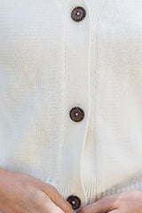 Paneros Clothing - Sustainable Fashion Diana Cardigan in Ivory White for Women Detailed View.