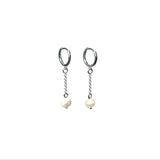 Silver Drop White Pearl Earrings